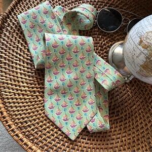 Banana Republic Nautical Sailboat Print Italian Silk Neck Tie